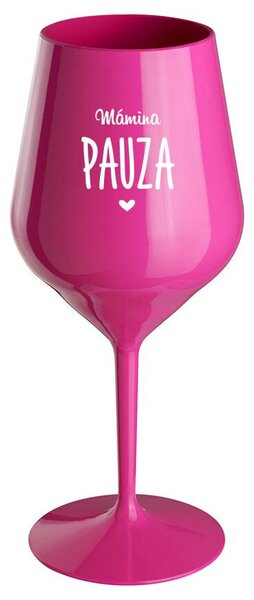 MÁMINA PAUZA - růžová nerozbitná sklenička na víno 470 ml