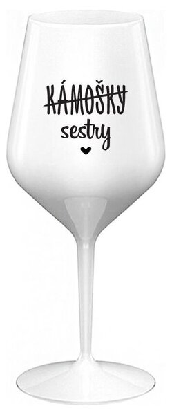KÁMOŠKY - SESTRY - bílá nerozbitná sklenička na víno 470 ml