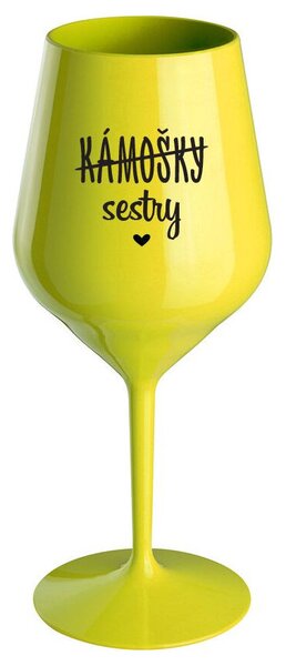 KÁMOŠKY - SESTRY - žlutá nerozbitná sklenička na víno 470 ml