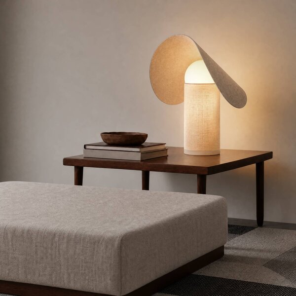 Lucande LED stolní lampa Sansibar, béžová, 35 cm, stmívatelné, stmívatelný, Krémová / jantar, Ložnice, Textil / tkanina / hedvábí, Design