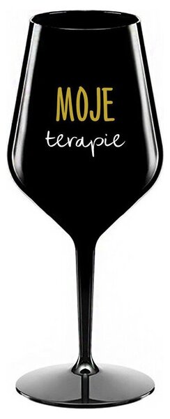 MOJE TERAPIE - černá nerozbitná sklenička na víno 470 ml