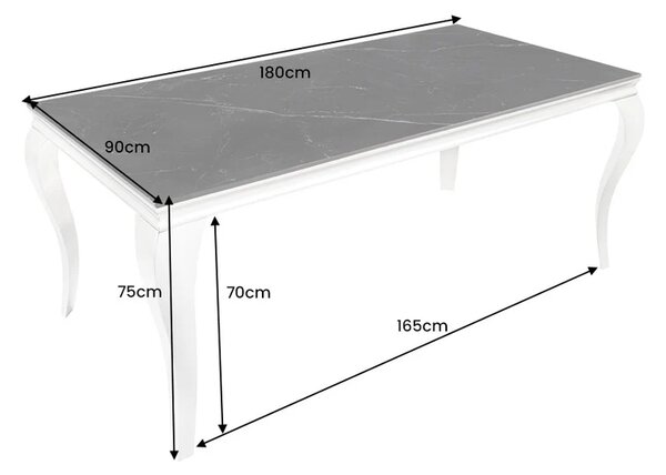 Jídelní stůl MODERN BAROCCO 180 CM chrom slinutý kámen Nábytek | Jídelní prostory | Jídelní stoly | 180 cm a více