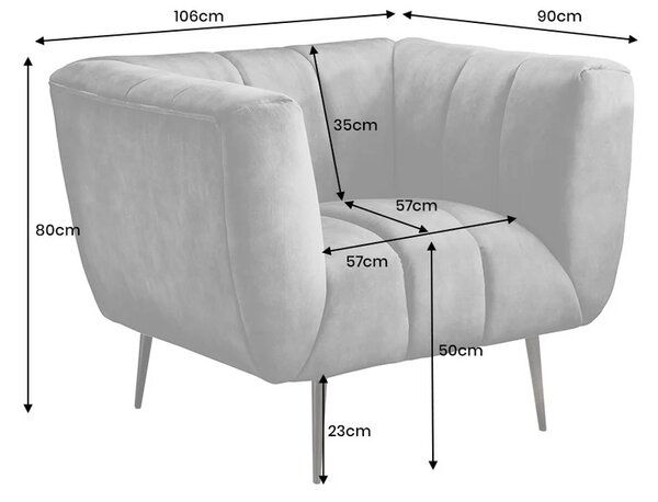 Křeslo NOBLESSE 106 CM šedé samet Nábytek | Obývací pokoj | Křesla | Klasická
