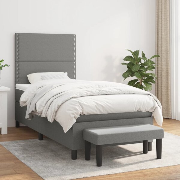 Box spring postel s matrací tmavě šedá 90x190 cm textil 3136478