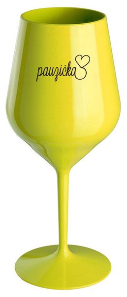 PAUZIČKA - žlutá nerozbitná sklenička na víno 470 ml