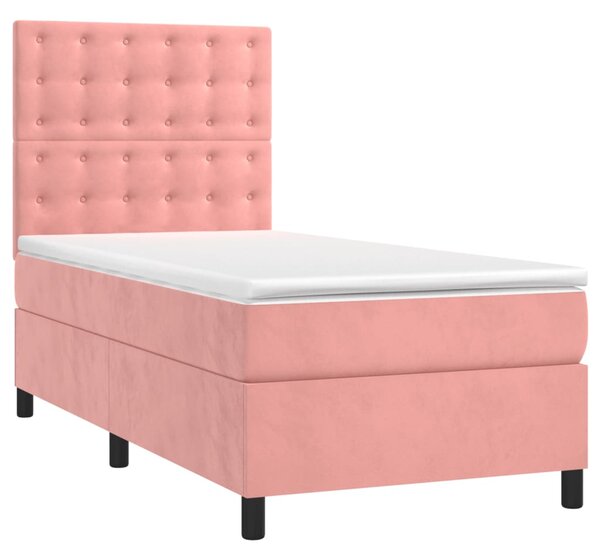 Box spring postel s matrací růžová 80 x 200 cm samet 3143234