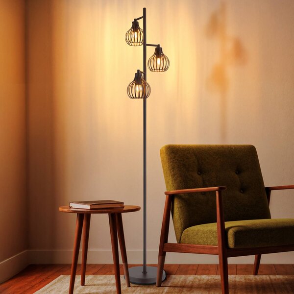 Globo Stojací lampa Mateo, rezavá, kovová, 161 cm, 3 žárovky, E27, Hnědá / rez, Obývací pokoj / jídelna, kov