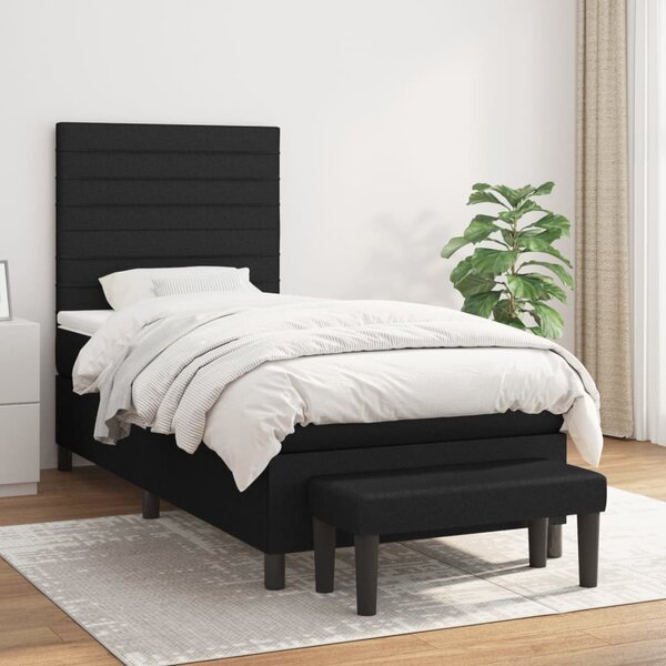 Box spring postel s matrací černá 90x190 cm textil 3136639