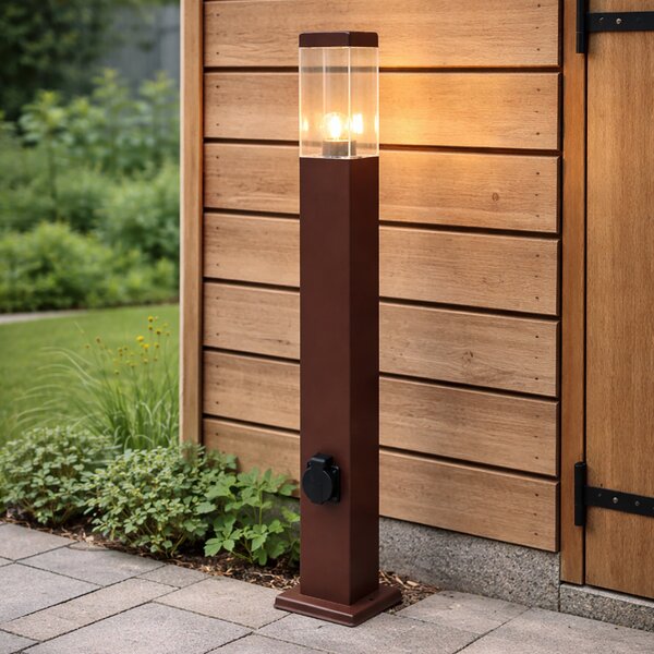 Venkovní lampa rezavě hnědá 80 cm s paticí IP44 - Malios