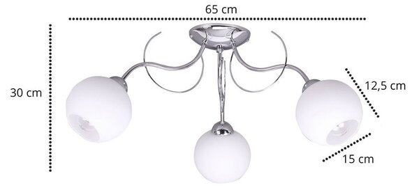 Stropní svítidlo Eliza, 3x bílé skleněné stínítko, ch