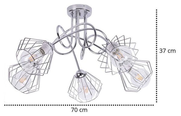 Stropní svítidlo Nuvola 8, 5x chromové drátěné stínítko, ch