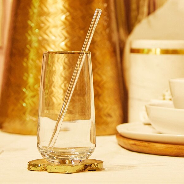 TOUCH OF GOLD Sada sklenic na long drink se zlatým okrajem 480 ml 6 ks