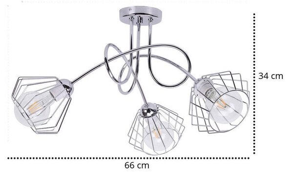 Stropní svítidlo Nuvola 8, 3x chromové drátěné stínítko, ch
