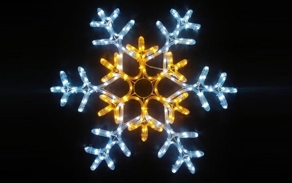 Vánoční LED dekorace, sněhová vločka, kombinace teplé bílé a studené bílé, STÁLE SVÍTÍCÍ, 70cm