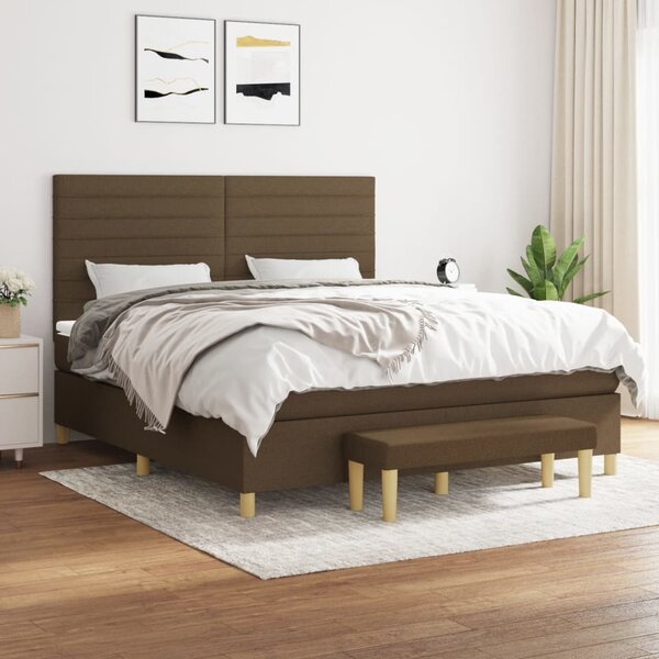 Box spring postel s matrací tmavě hnědá 160x200 cm textil 3137248