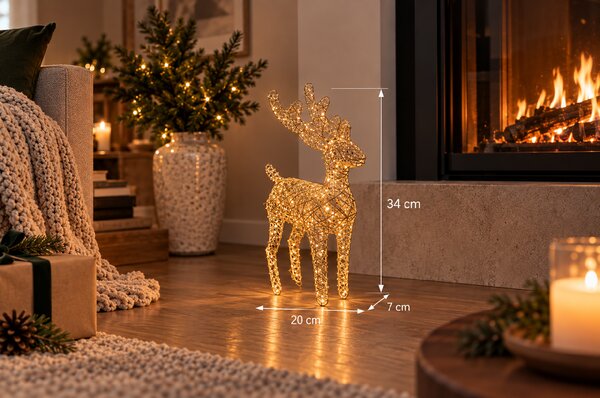 LED vánoční dekorace Sob zlatý – kovový/zlatý, 34 cm, s časovačem