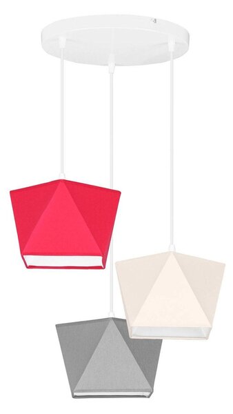 Závěsné svítidlo Diamond, 3x textilní stínítko (mix 6 barev), (výběr ze 3 barev konstrukce), o