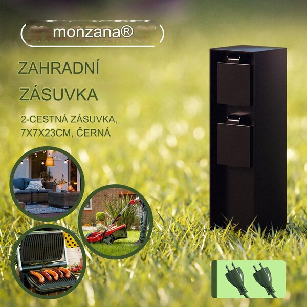 Deuba Zahradní sloupek 2x zásuvka - černý