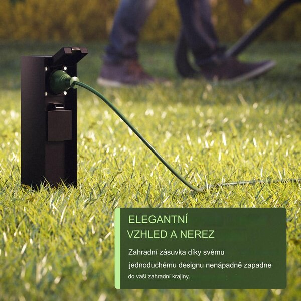 Deuba Zahradní sloupek 2x zásuvka - černý
