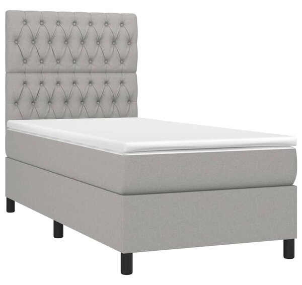 Box spring postel s matrací světle šedá 90x190 cm textil 3141977