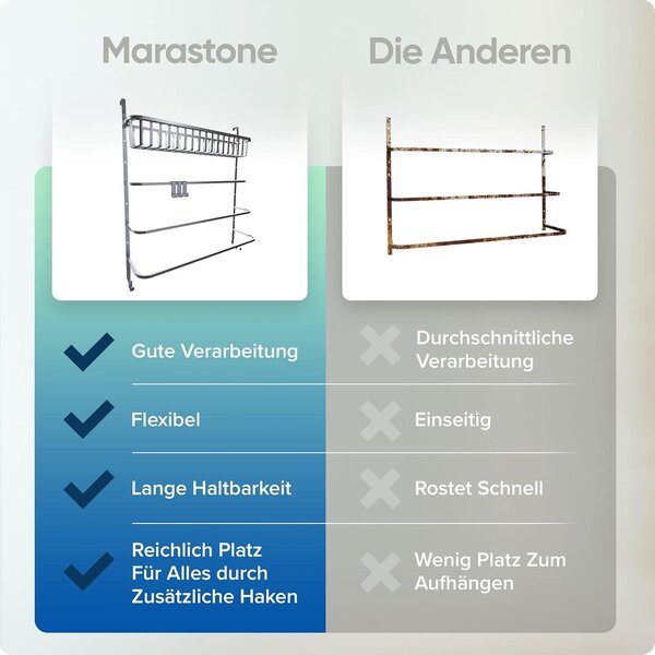 Nerezový držák ručníků Marastone pro montáž na dveře nebo na stěnu