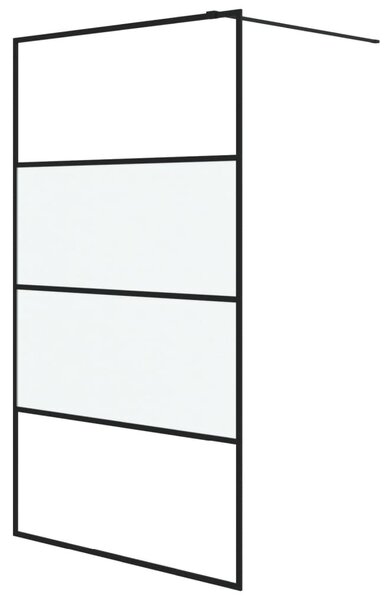 Sprchová zástěna walk-in černá 115x195 cm napůl mléčné ESG sklo 152128