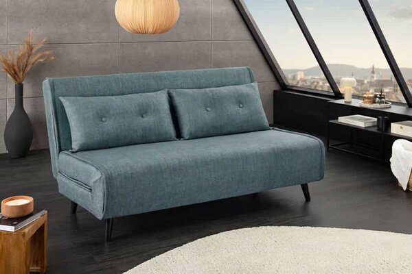 Designová rozkládací pohovka Bleddyn 140 cm petrolejový samet