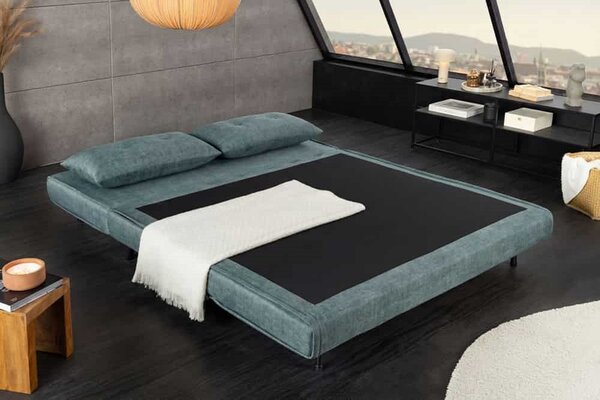 Designová rozkládací pohovka Bleddyn 140 cm petrolejový samet