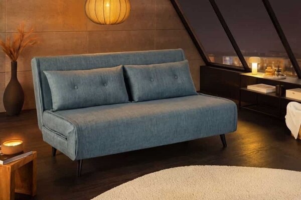 Designová rozkládací pohovka Bleddyn 140 cm petrolejový samet