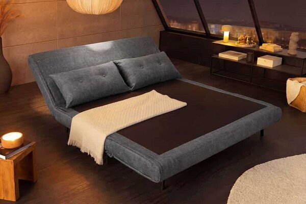Designová rozkládací pohovka Bleddyn 140 cm šedý samet