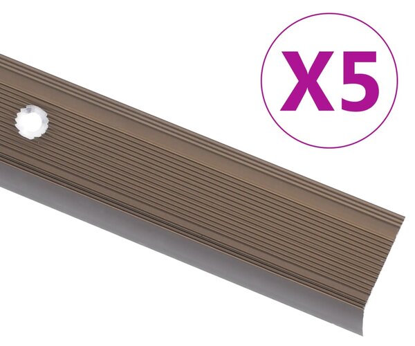 Schodové Hrany Ve Tvaru L 5 Ks Hliník 100 Cm Hnědé