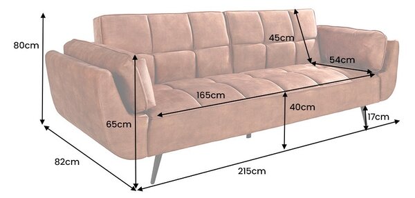 Designová rozkládací pohovka Bailey 215 cm rezavě-hnědý samet