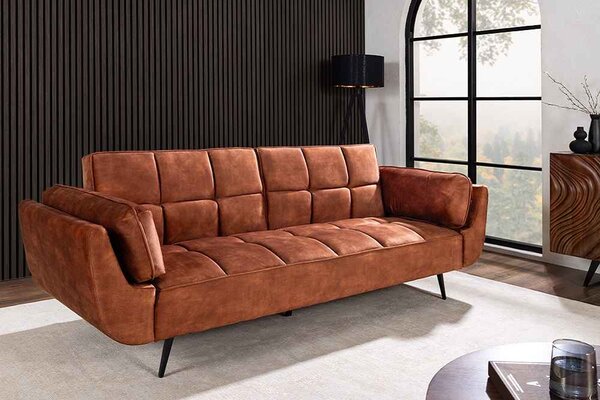 Designová rozkládací pohovka Bailey 215 cm rezavě-hnědý samet