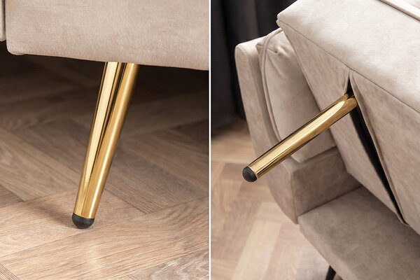 Designová rozkládací pohovka Bailey 215 cm šampaňský samet