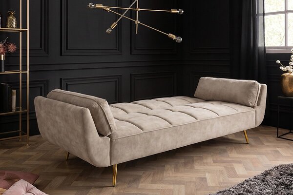 Designová rozkládací pohovka Bailey 215 cm šampaňský samet