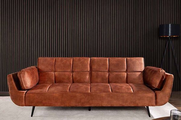 Designová rozkládací pohovka Bailey 215 cm rezavě-hnědý samet