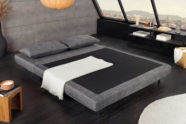 Designová rozkládací pohovka Bleddyn 140 cm šedý samet