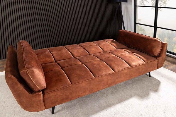 Designová rozkládací pohovka Bailey 215 cm rezavě-hnědý samet