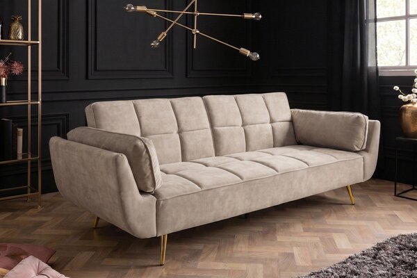 Designová rozkládací pohovka Bailey 215 cm šampaňský samet