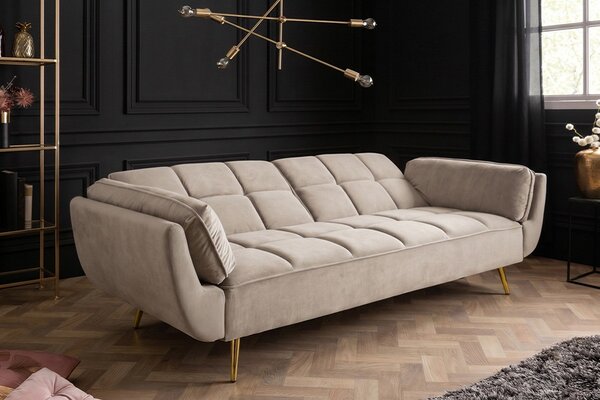 Designová rozkládací pohovka Bailey 215 cm šampaňský samet