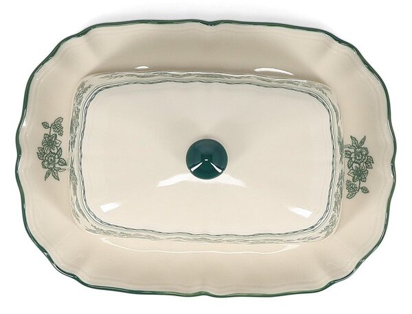 Zelená/slonovinová porcelánová máslenka Cyril – S|P Collection