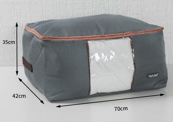 Textilní box pro uskladnění ložního prádla a oblečení, šedý PILLOW 70x40x35 ECOR107