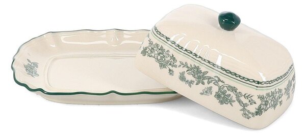 Zelená/slonovinová porcelánová máslenka Cyril – S|P Collection