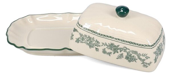 Zelená/slonovinová porcelánová máslenka Cyril – S|P Collection