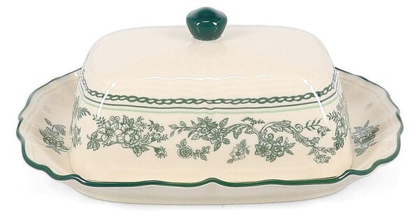 Zelená/slonovinová porcelánová máslenka Cyril – S|P Collection