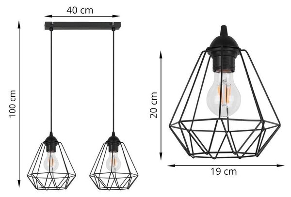 Závěsné svítidlo Fusion, 2x drátěné stínítko (výběr ze 2 barev), l