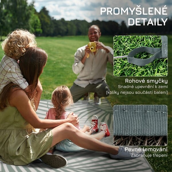 Venkovní voděodolný koberec, oboustranný design, zelený/krémový 844-786V00MX