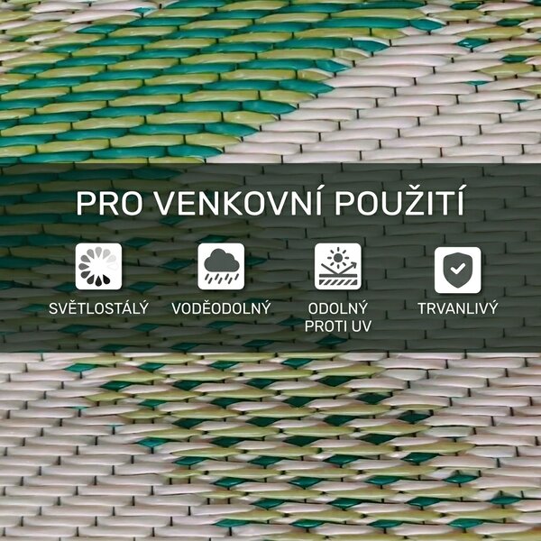 Venkovní voděodolný koberec, oboustranný design, zelený/krémový 844-786V00MX