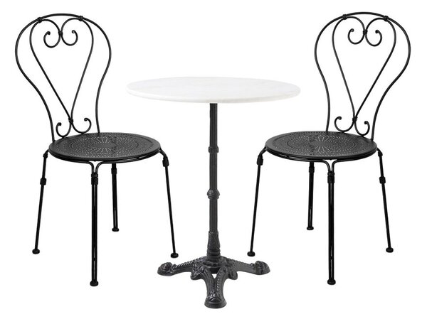 CASTELLO Set nábytku 2 ks židle a 1 ks stůl - bílá/černá