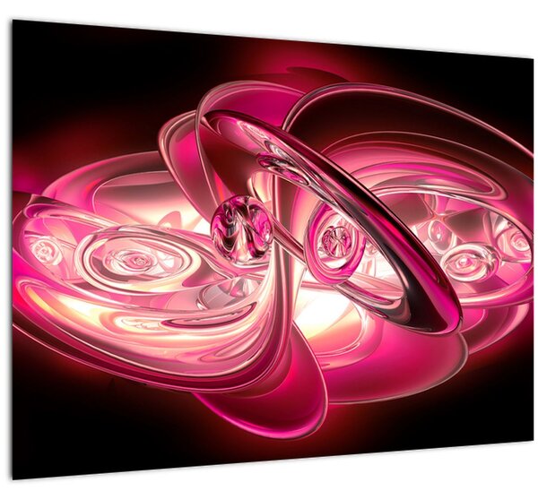 Skleněný obraz růžových fraktálů (70x50 cm)